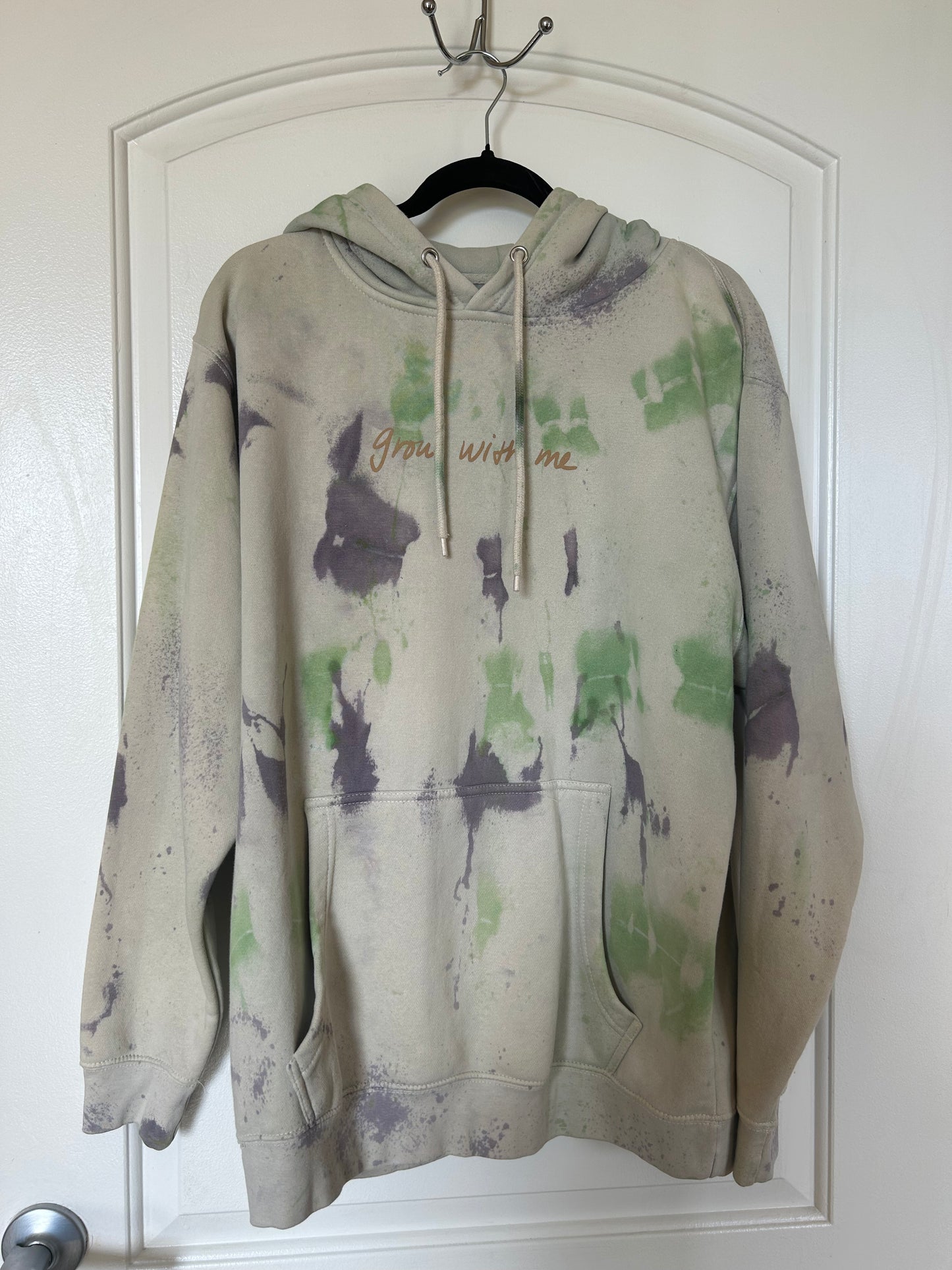 Green Purple Marble Tie-Dyed Hoodie (L)