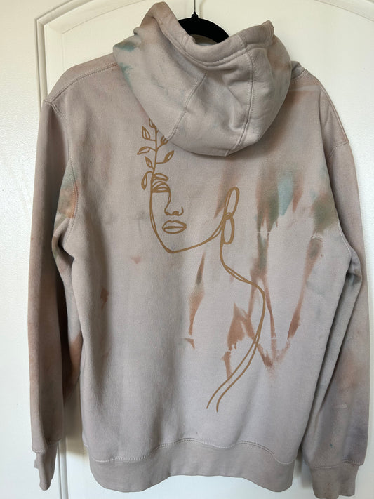 Blue Brown Marble Tie-Dyed Hoodie (S)