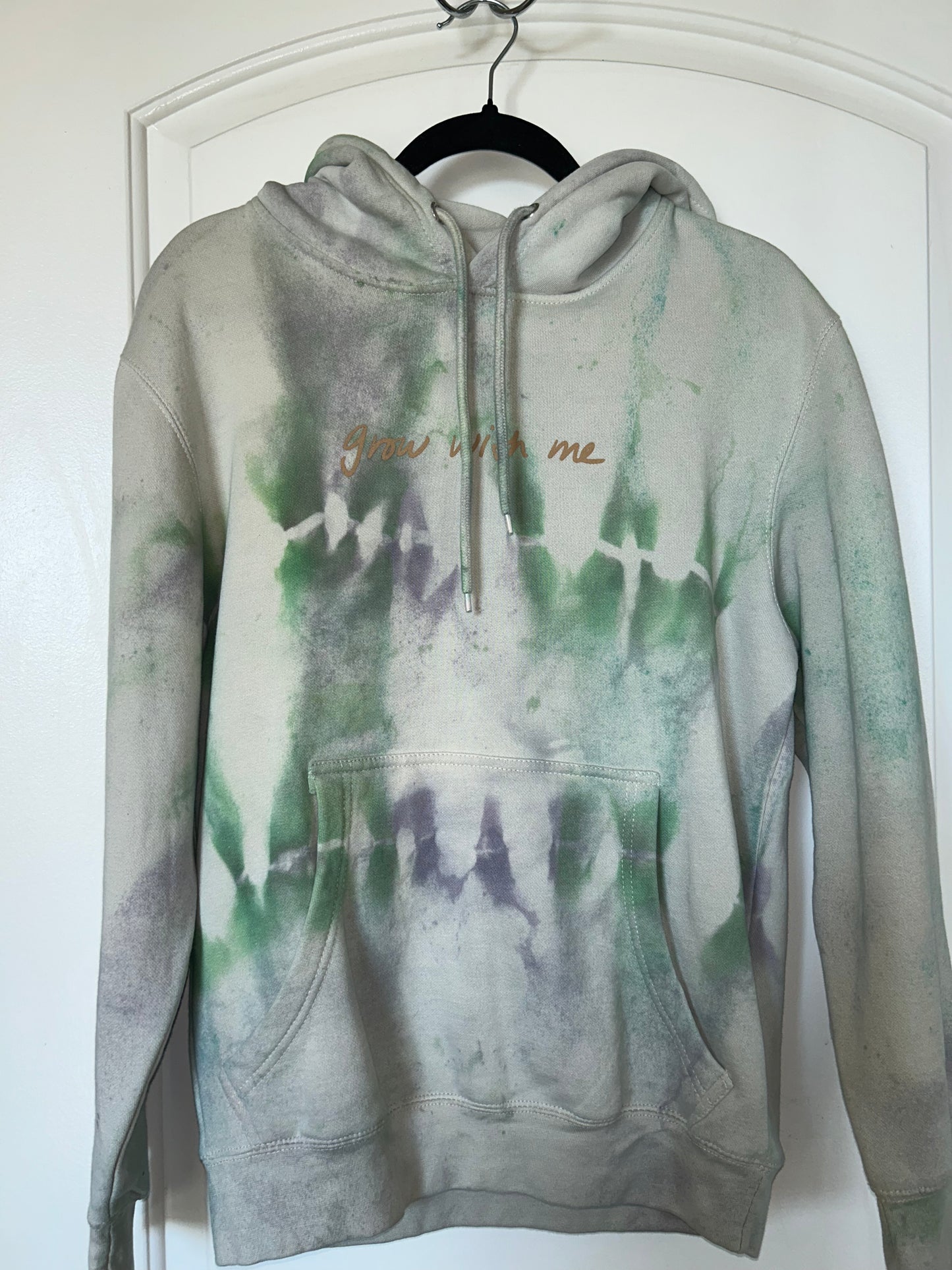 Purple Green Marble Tie-Dyed Hoodie (S)