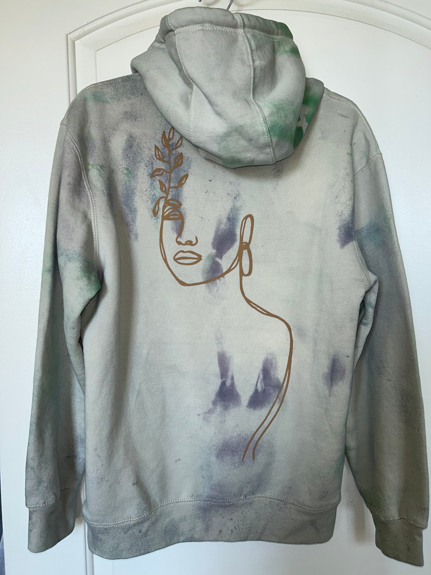 Purple Green Marble Tie-Dyed Hoodie (S)