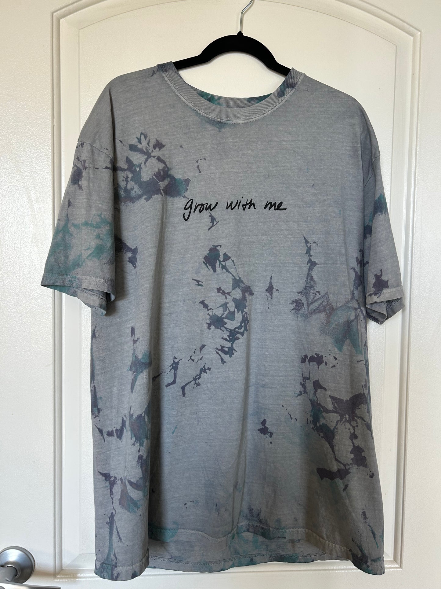 Blue Purple Tie-Dyed 'grow with me' T-shirt (XL)