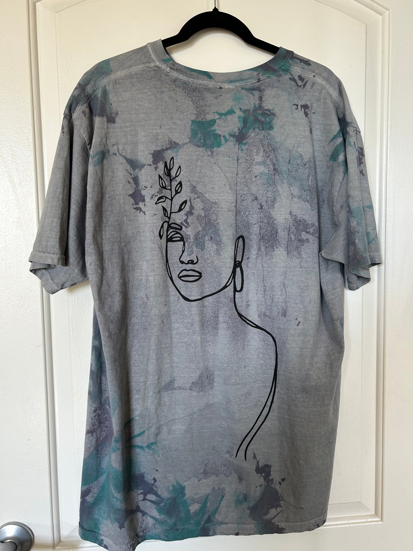 Blue Purple Tie-Dyed 'grow with me' T-shirt (XL)