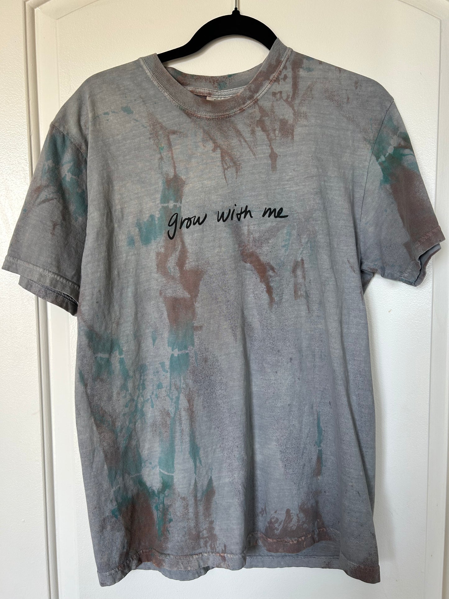 Blue Purple Tie-Dyed 'grow with me' T-shirt (M)