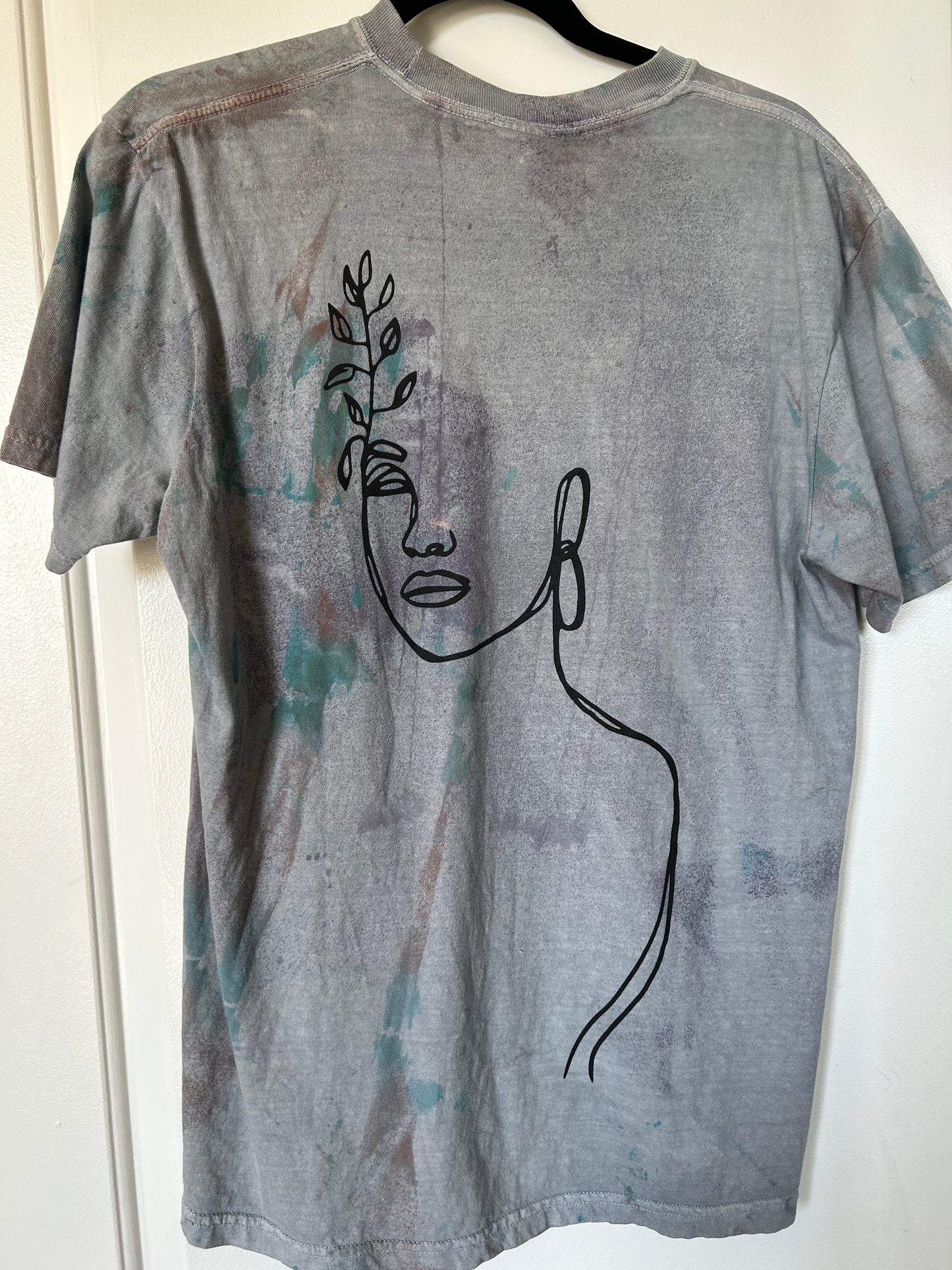 Blue Purple Tie-Dyed 'grow with me' T-shirt (M)